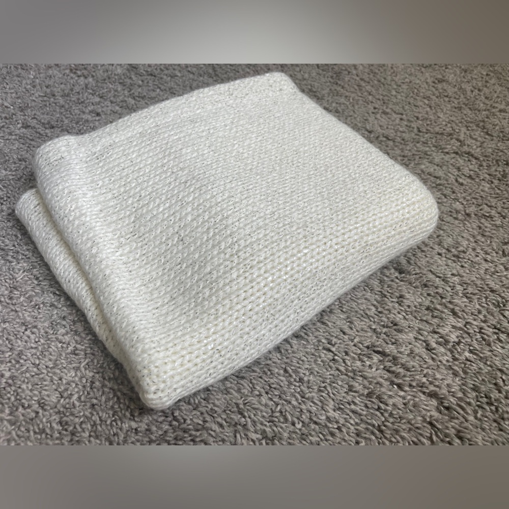 Metallic Thread Infinity Scarf in ivory